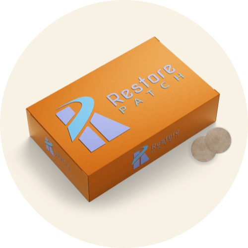 An orange box of Restore Patch Energy Patch.